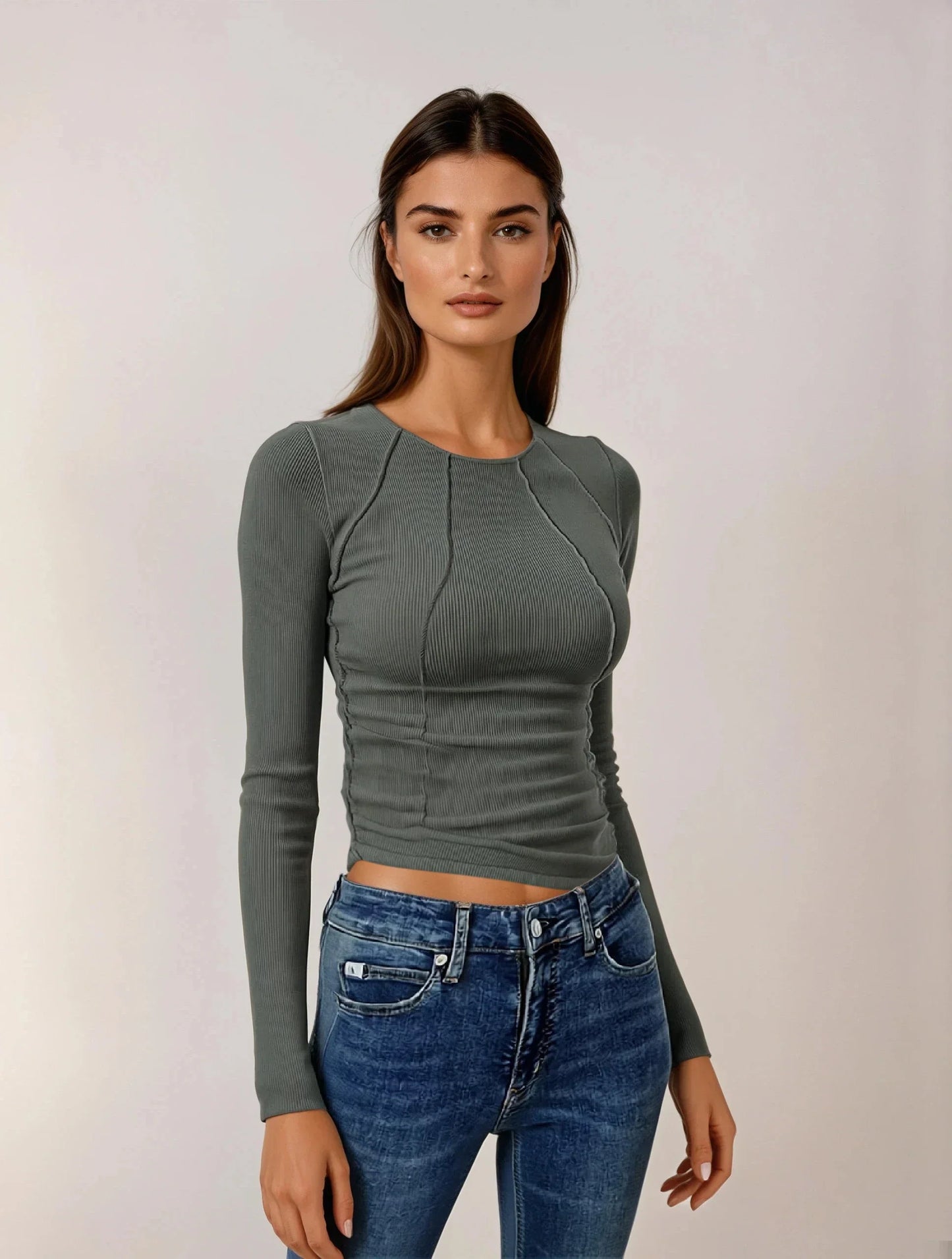 Mira - Top met lange mouwen en bies