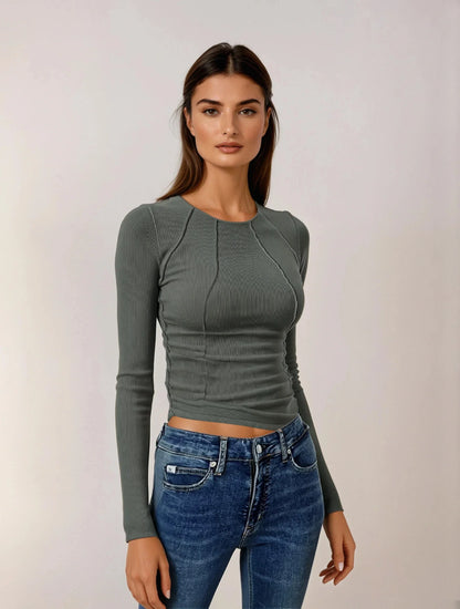 Mira - Top met lange mouwen en bies 