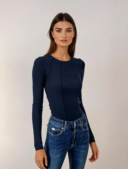 Mira - Top met lange mouwen en bies 